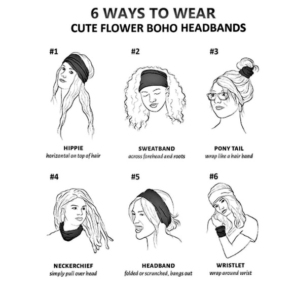 Bandana Paisley Headband Bohemian Wide Handkerchief Sporty Yoga Hairband White - Picture 2 of 2